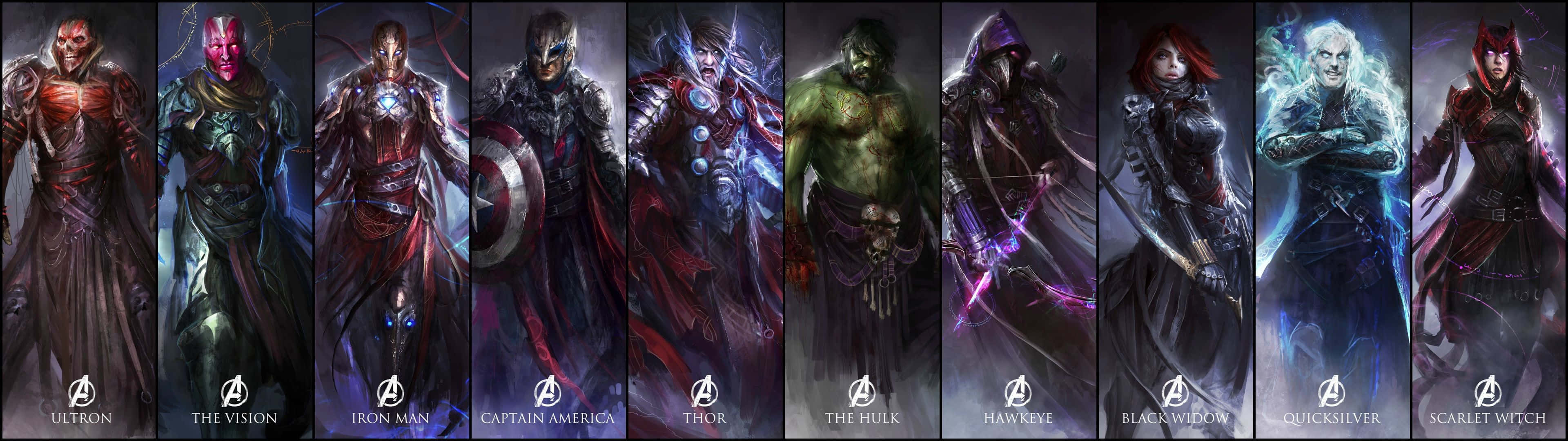 Experience A Thrilling Intergalactic Adventure With Avengers Dual Screen Background
