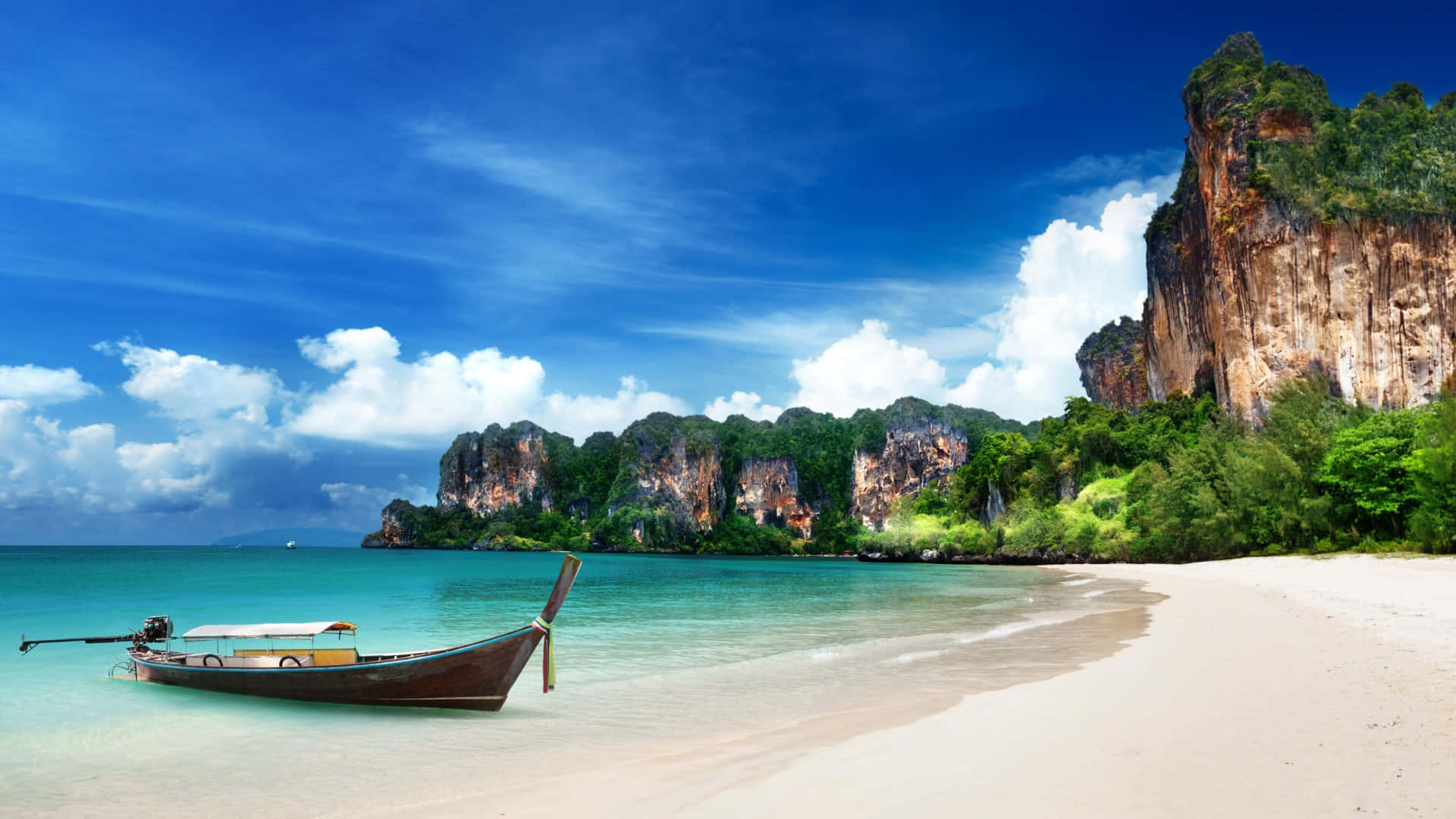 Experience Paradise And Immerse Yourself In Serene Beauty With This Picture Of A Beach In 1920x1080 Hd.