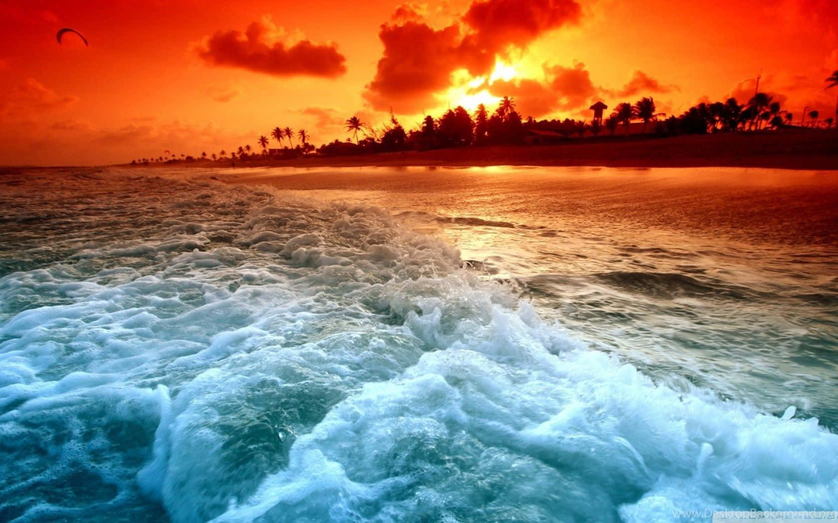 'experience The Beauty Of A Beach Sunset In Your Next Desktop Background' Background