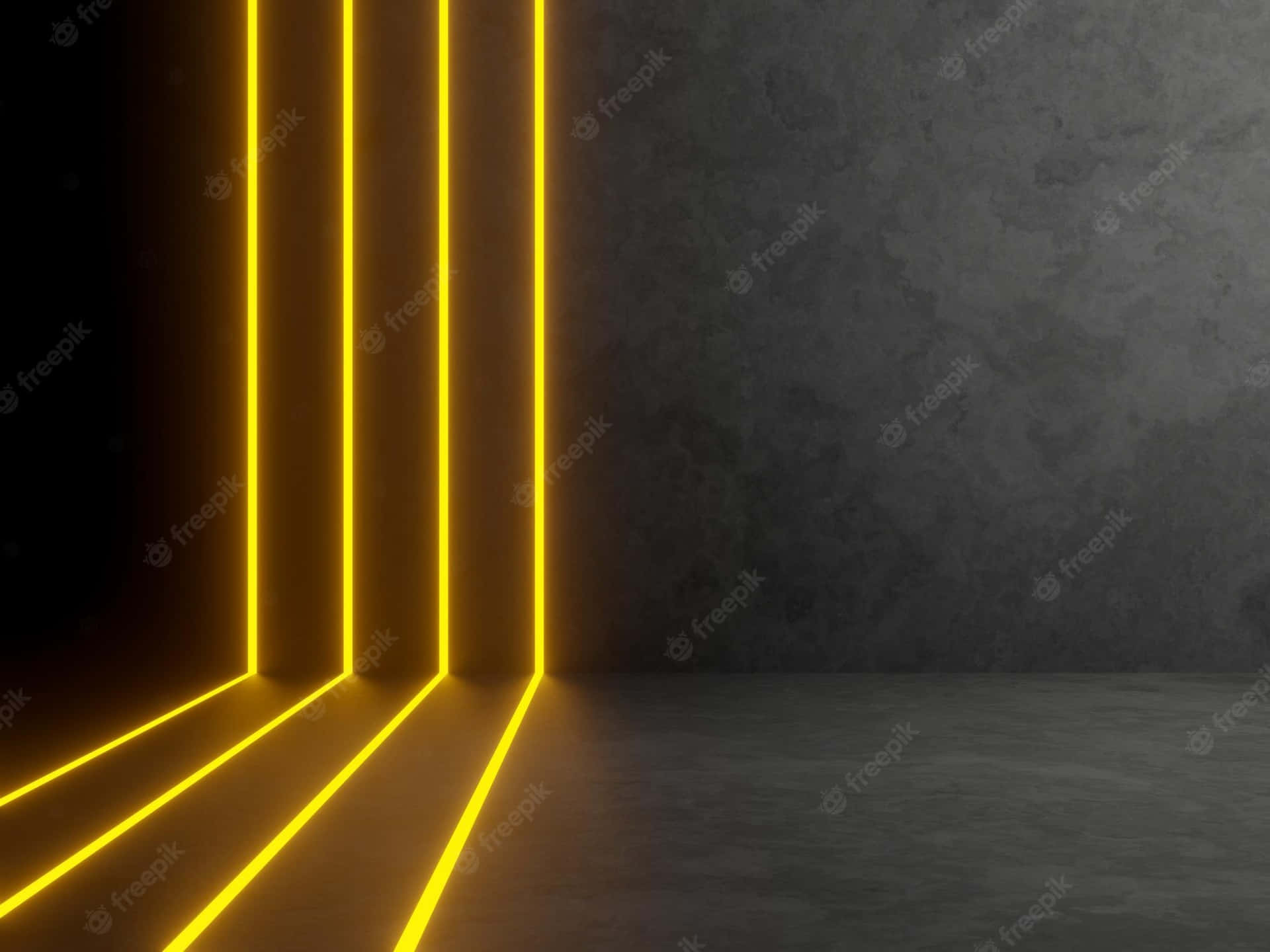 Experience The Brightness Of Yellow Neon Lights Background