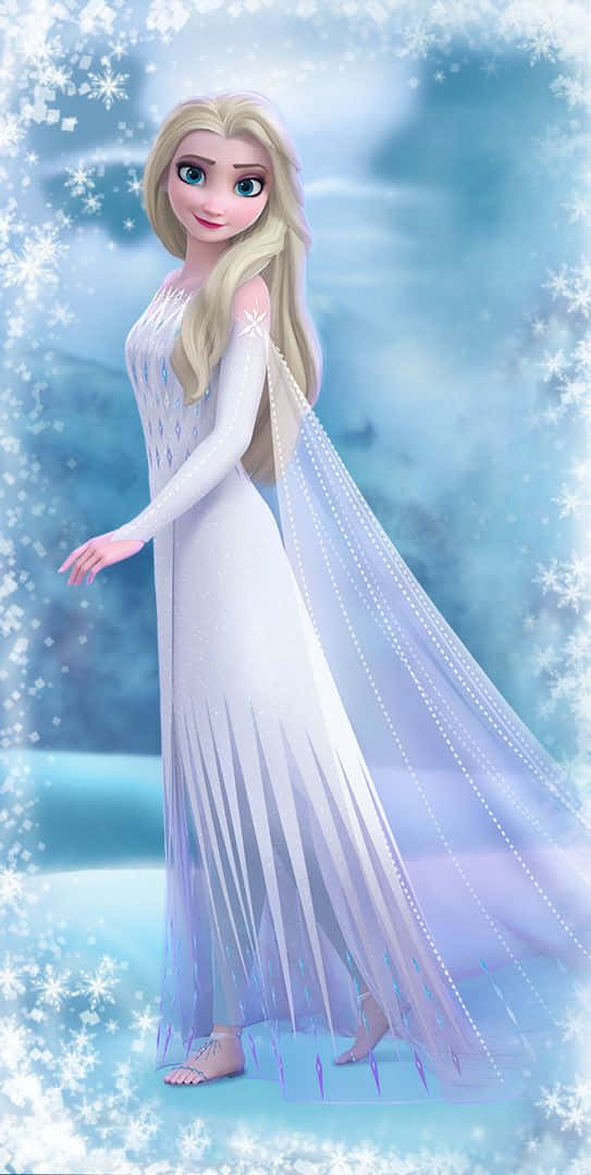 Experience The Elegance Of The Frozen 2 Elsa White Dress Background