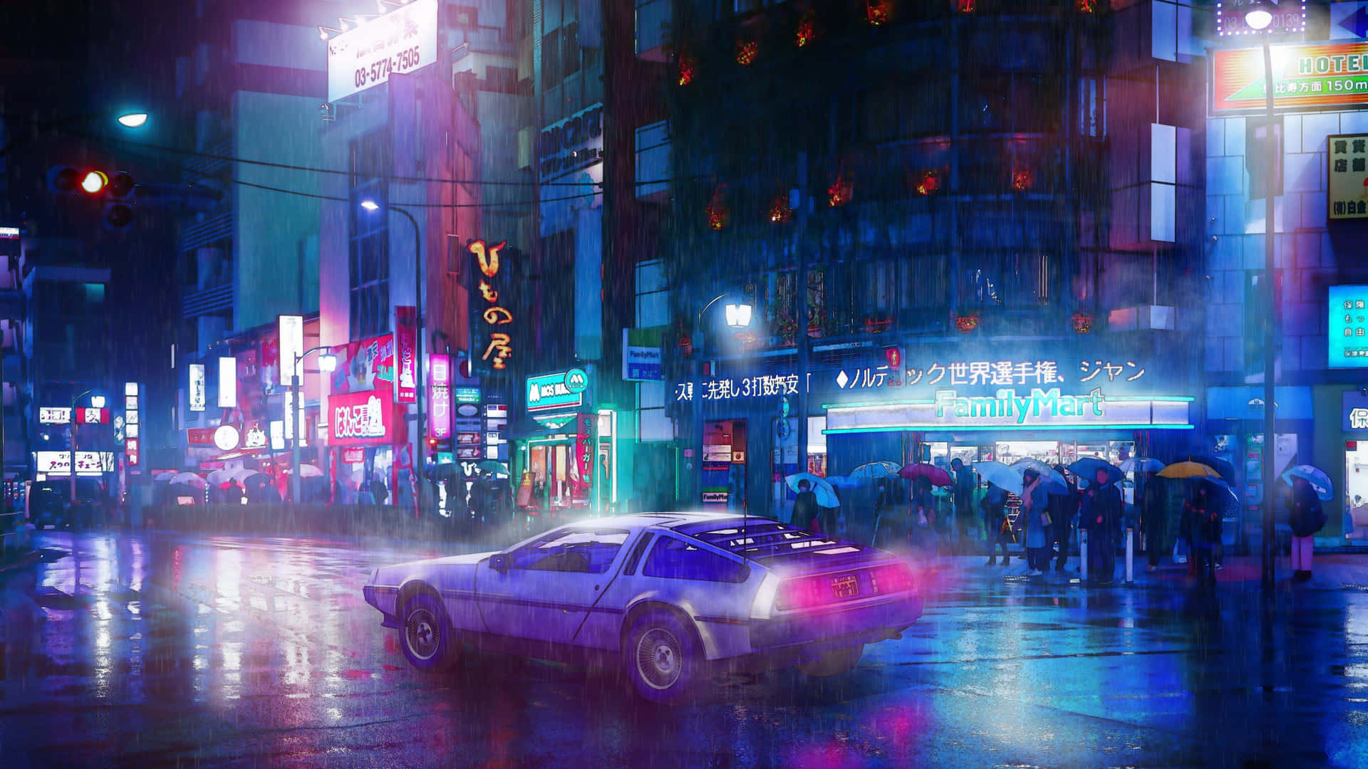 Experience The Energy Of A Buzzing Japanese City At Night. Background