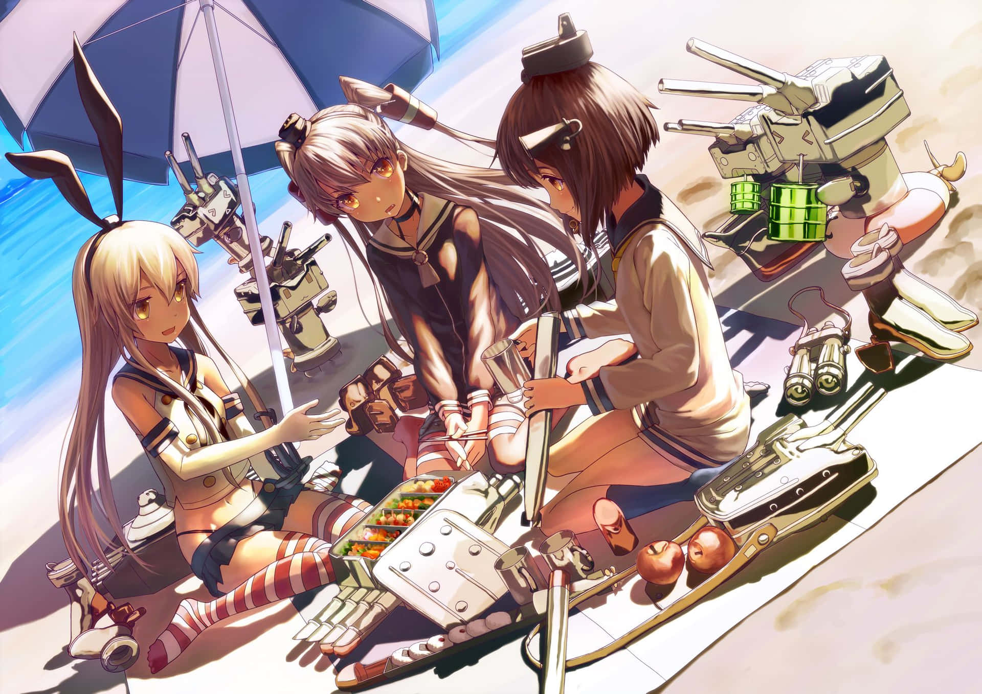Experience The Epic Naval Battles Of Kantai Collection Background