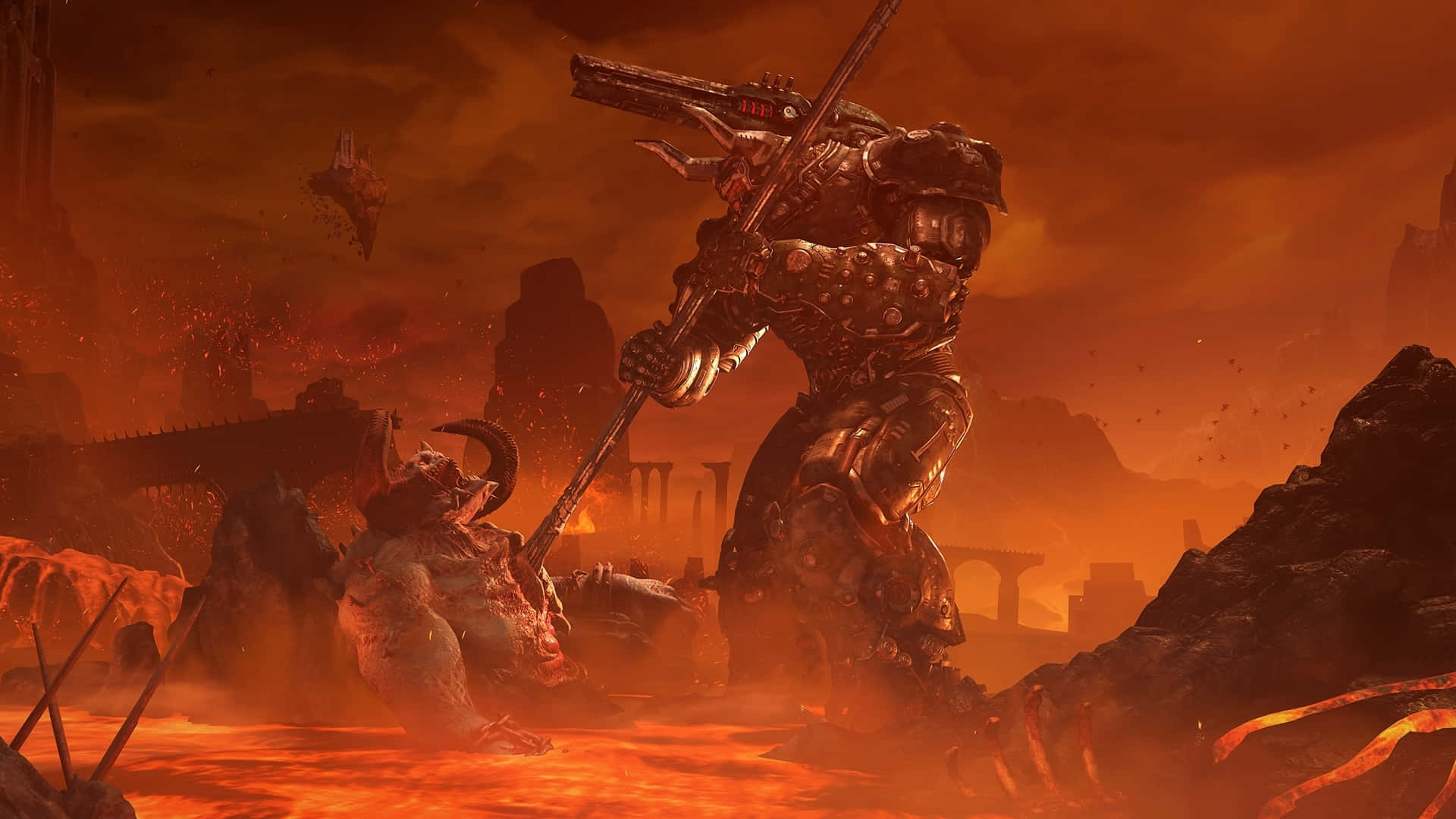 Experience The Horror And Exhilaration Of Doom Eternal Hd Background