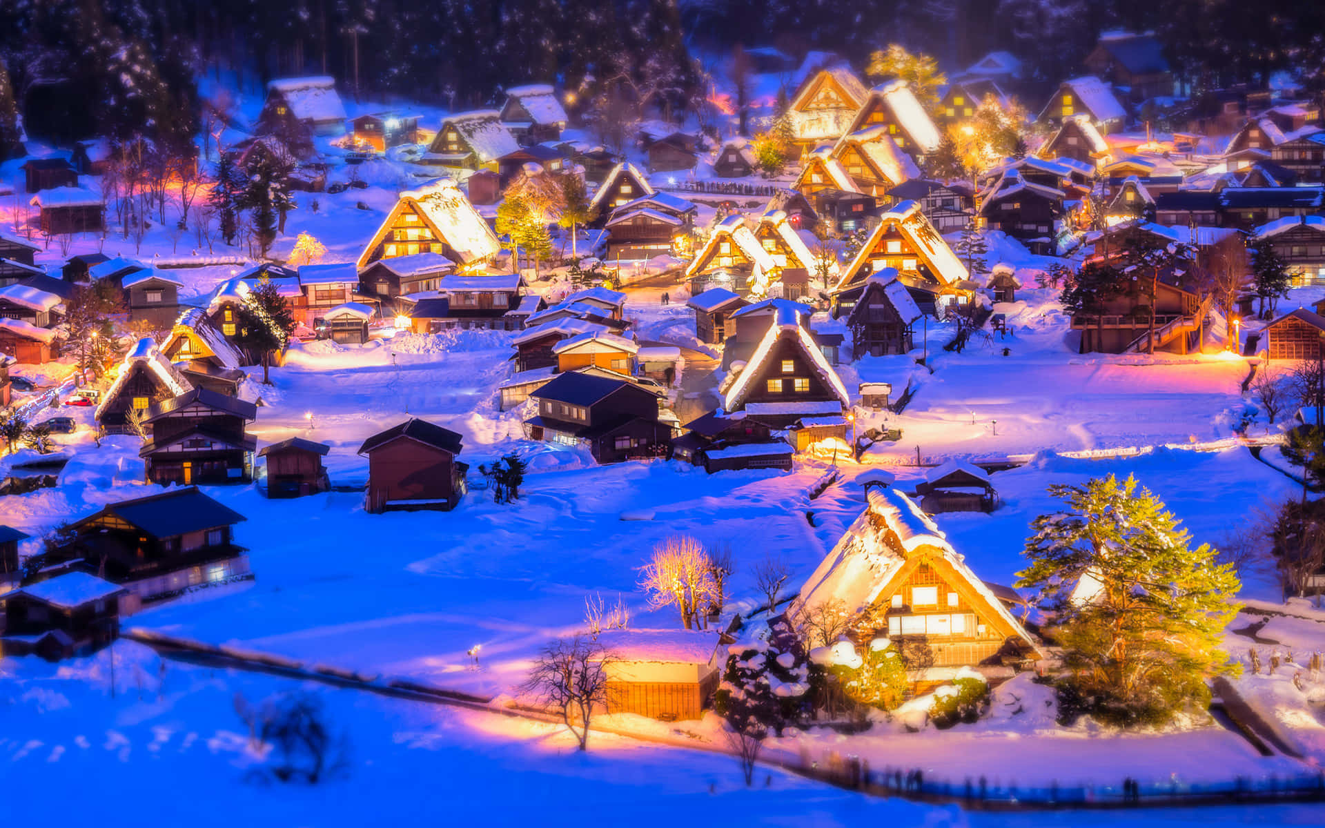 Experience The Magic Of A Christmas Village Background