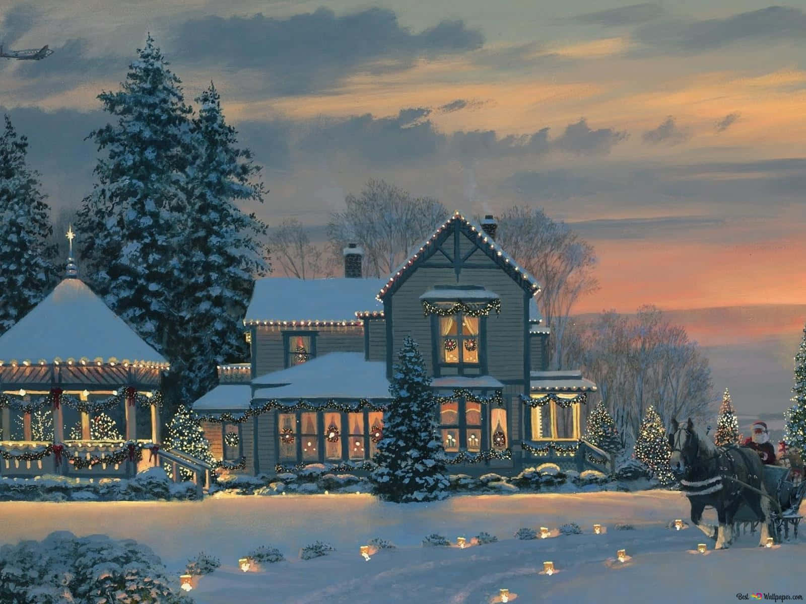 Experience The Magic Of A Winter Wonderland This Christmas. Background