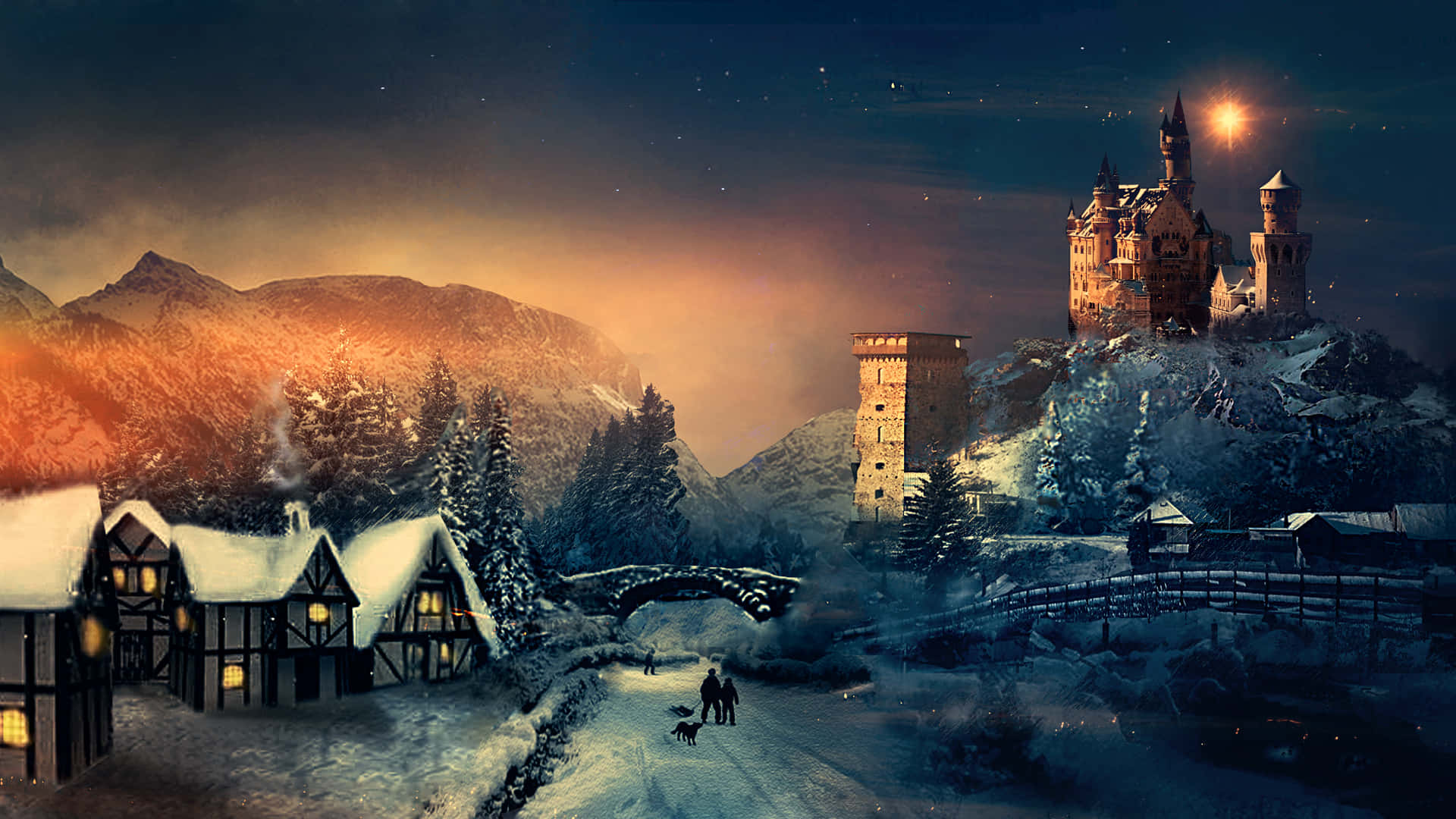 Experience The Magic Of Christmas In A Winter Wonderland Background