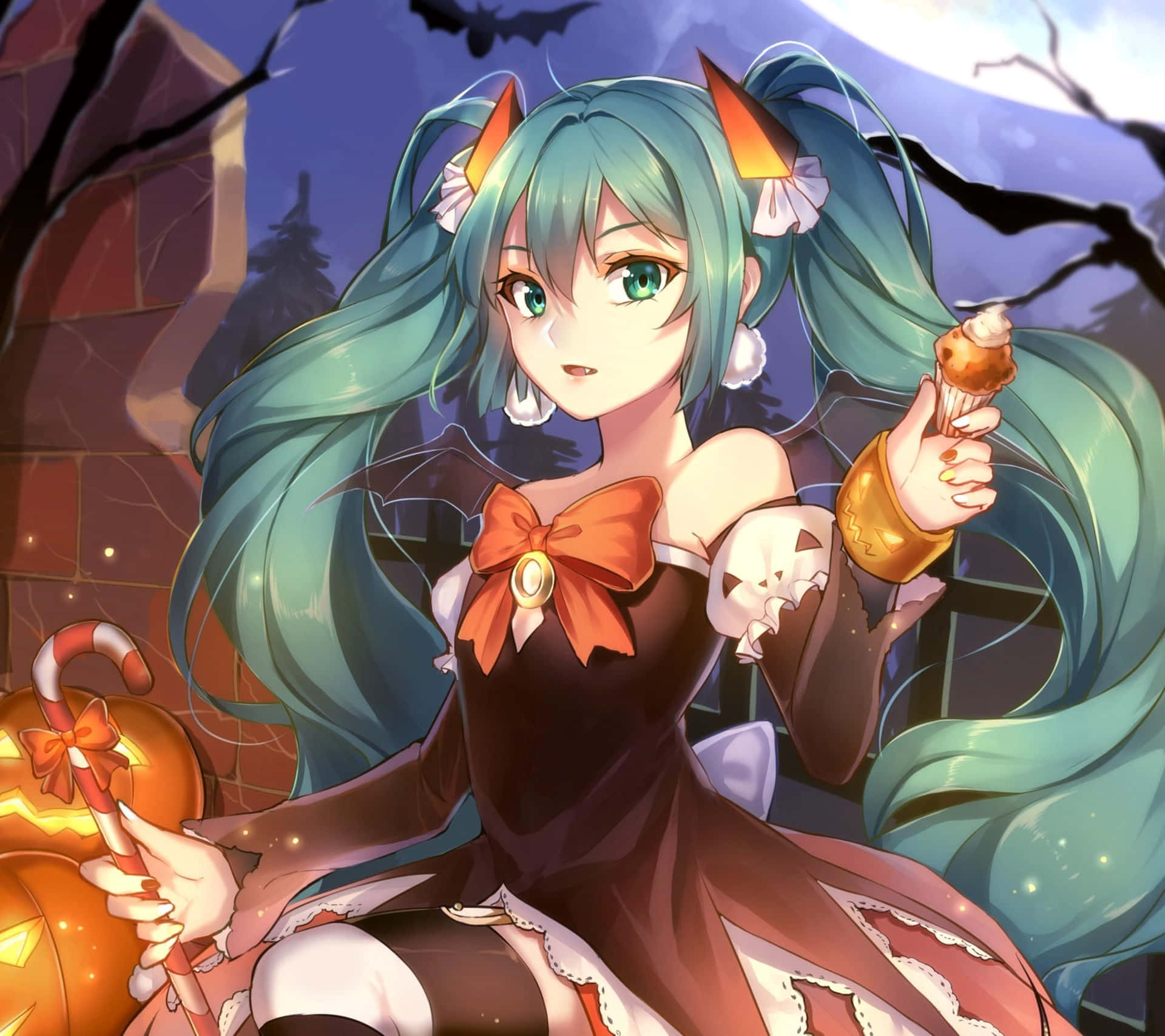 Experience The Magic Of Halloween With This Spooky Anime Girl Background