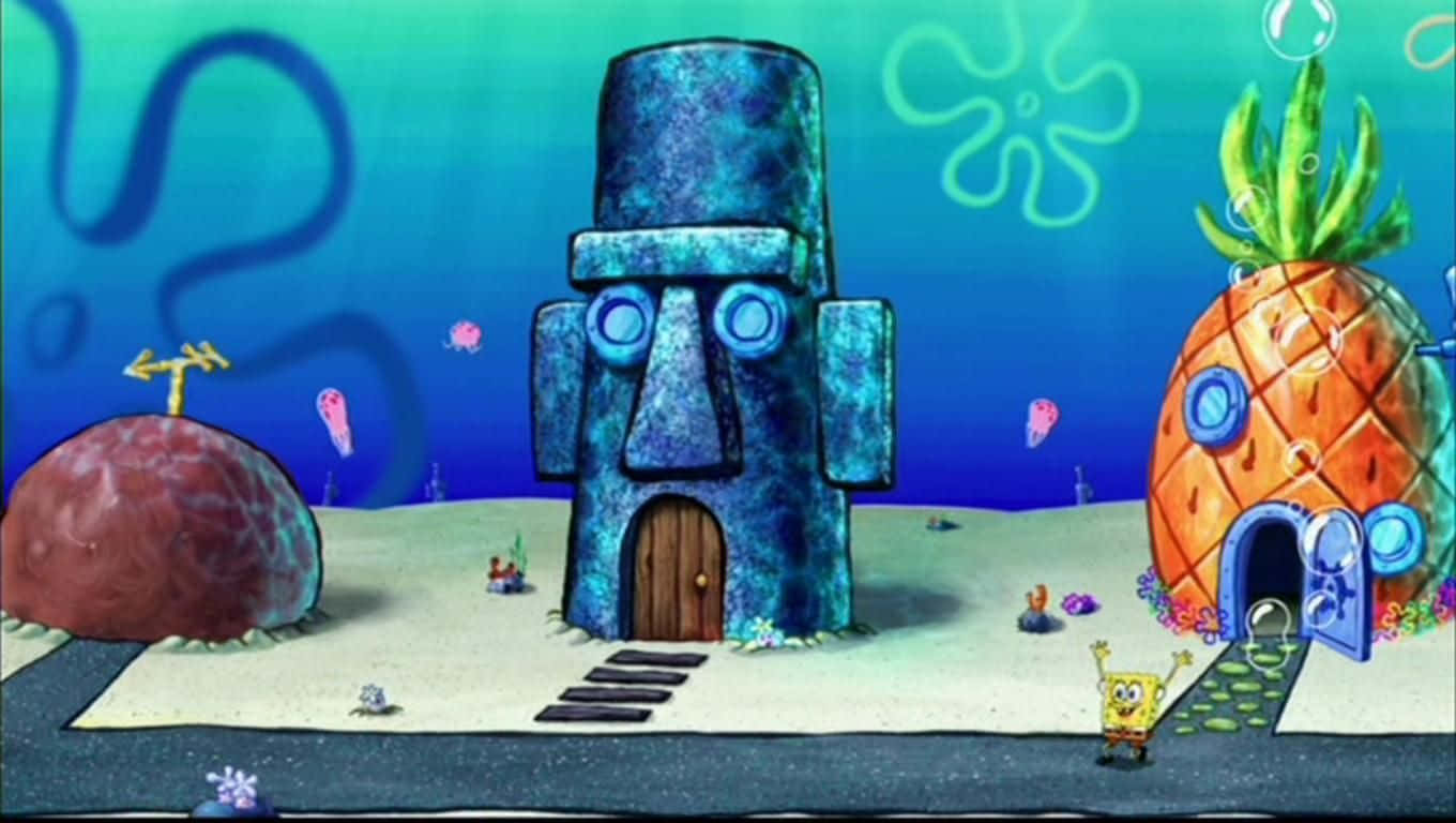 Experience The Magic Of Living In Spongebob House Background