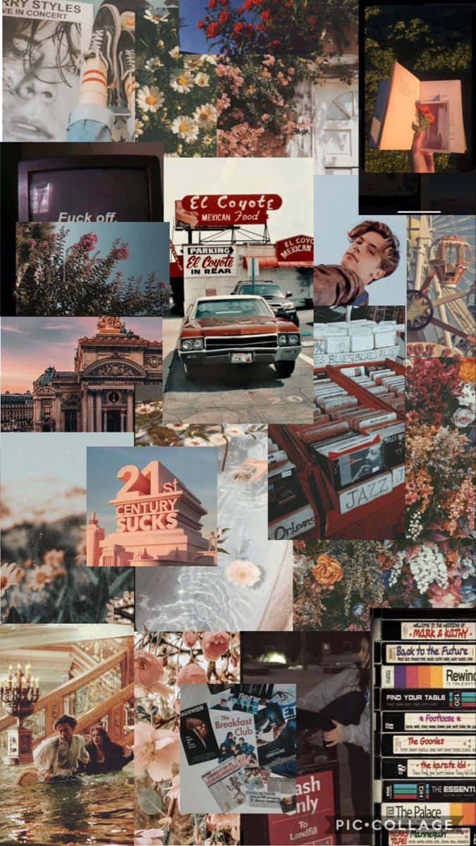 Experience The Nostalgia Of The Past With This Stunning Vintage Collage! Background