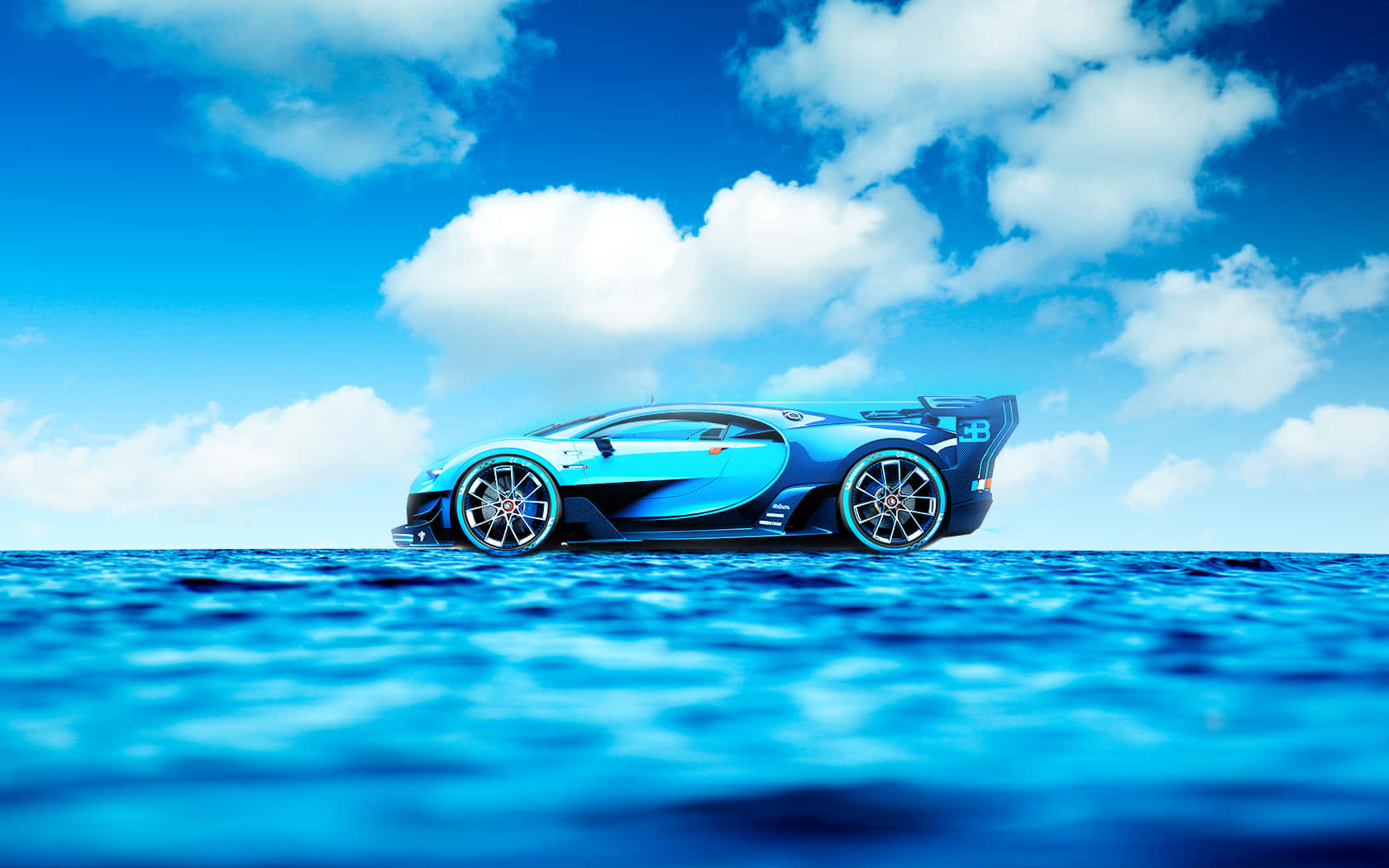 Experience The Power Of A Bugatti Chiron With Its Glowing Neon Lights In The Night Background