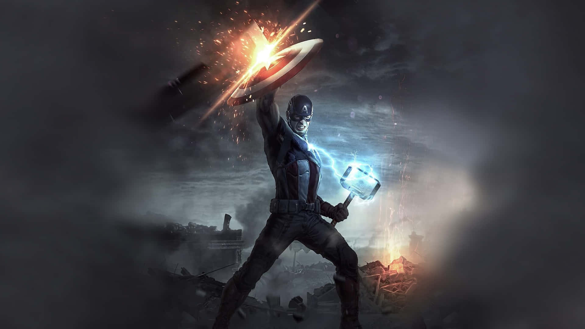 Experience The Superhero Power Of Captain America's Shield On Your Desktop Background