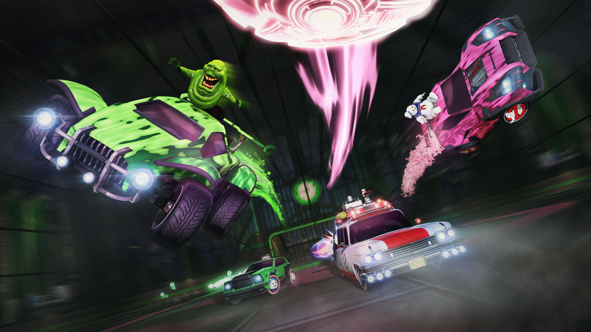 Experience The Thrill Of Fast-paced Rocket League Matches Withghost-buster Edition
