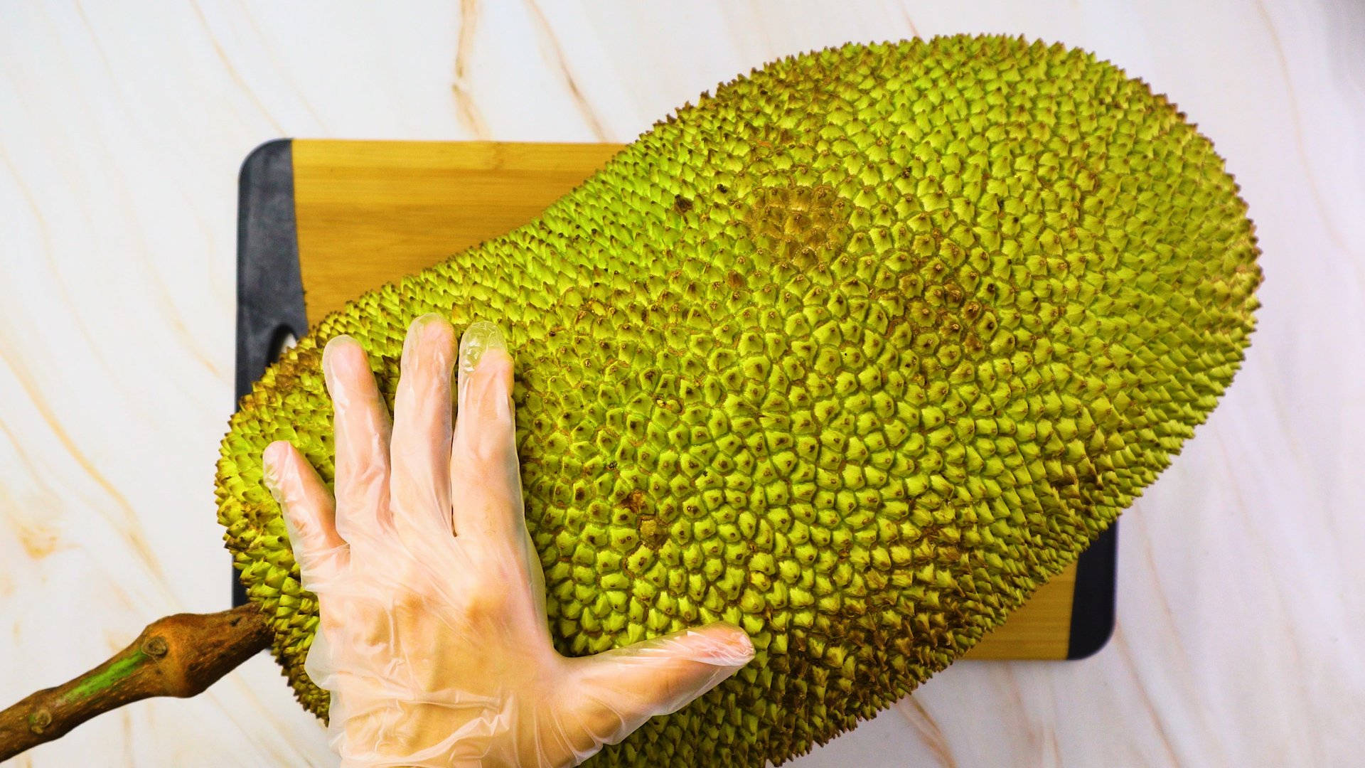 Experiencing Nature's Bounty: Holding A Ripe Jackfruit Background