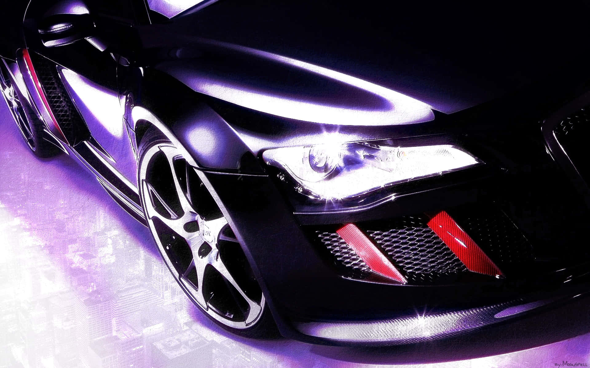 Expert Car Detailing Shining Headlights Background