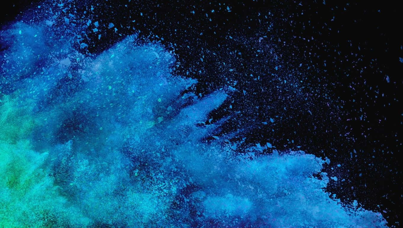 Exploding Powder Green And Blue Pc Background