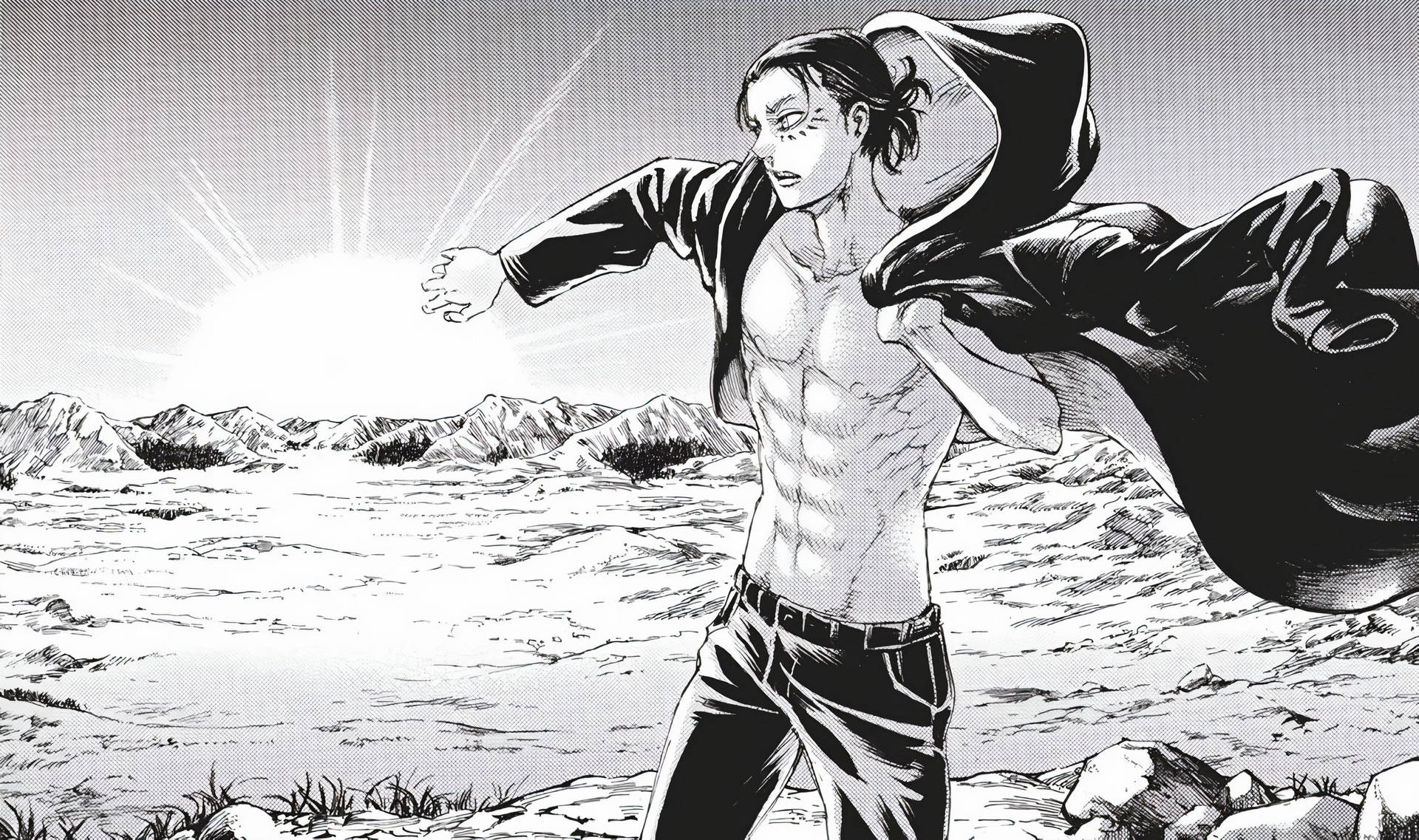 Explore A World Of Fantasy With Eren From Manga Background