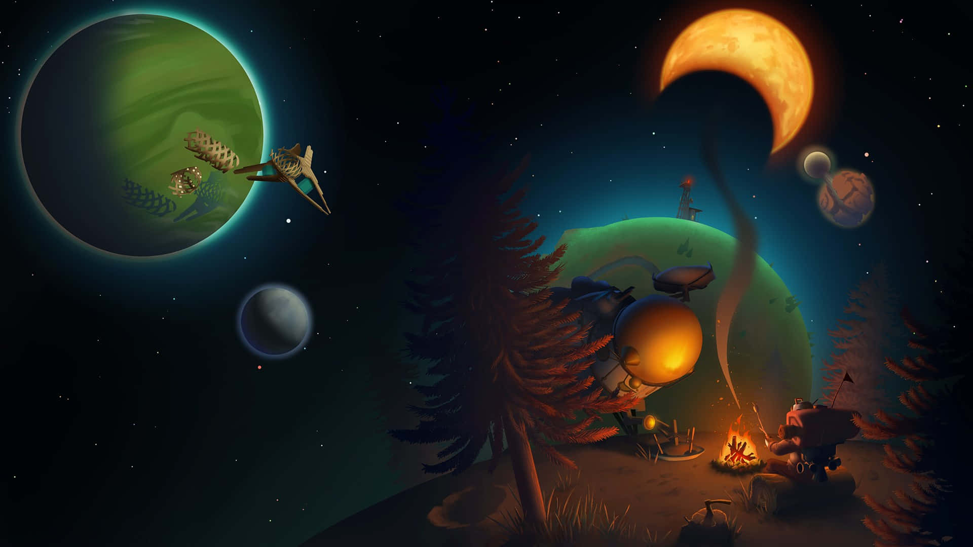 Explore An Alien Solar System Filled With Mystery And Dangerous Secrets In Outer Wilds Background