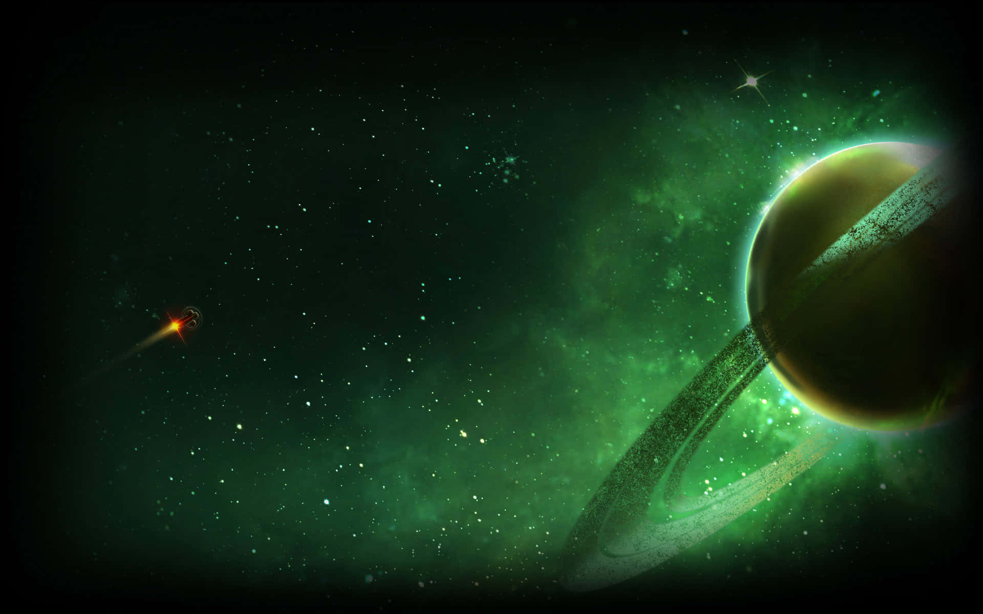 Explore The Beauty Of The Green Galaxy Background