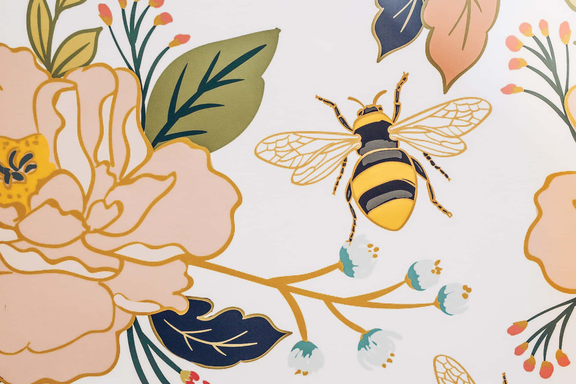 Explore The Charm And Elegance Of Vintage Bee Artwork. Background