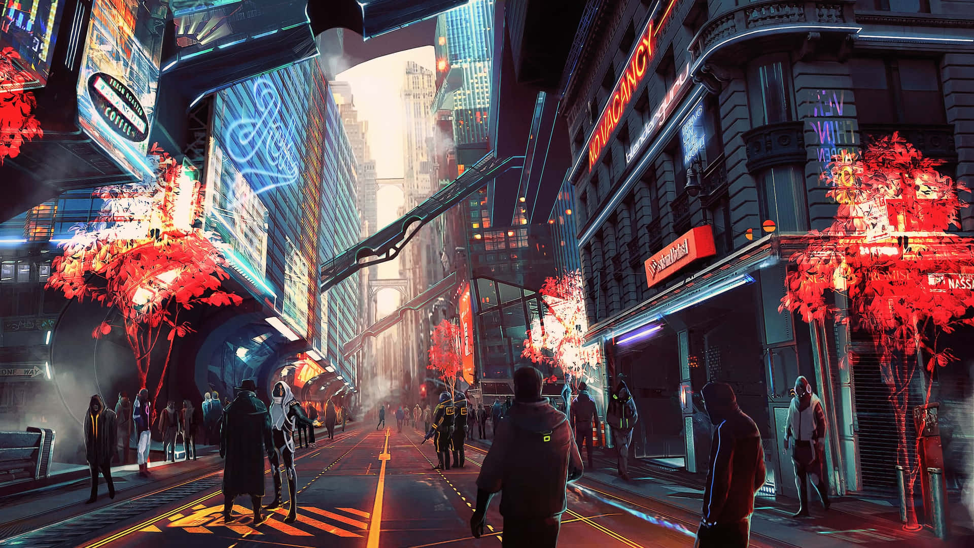 Explore The Cyberpunk-inspired Cityscape Background