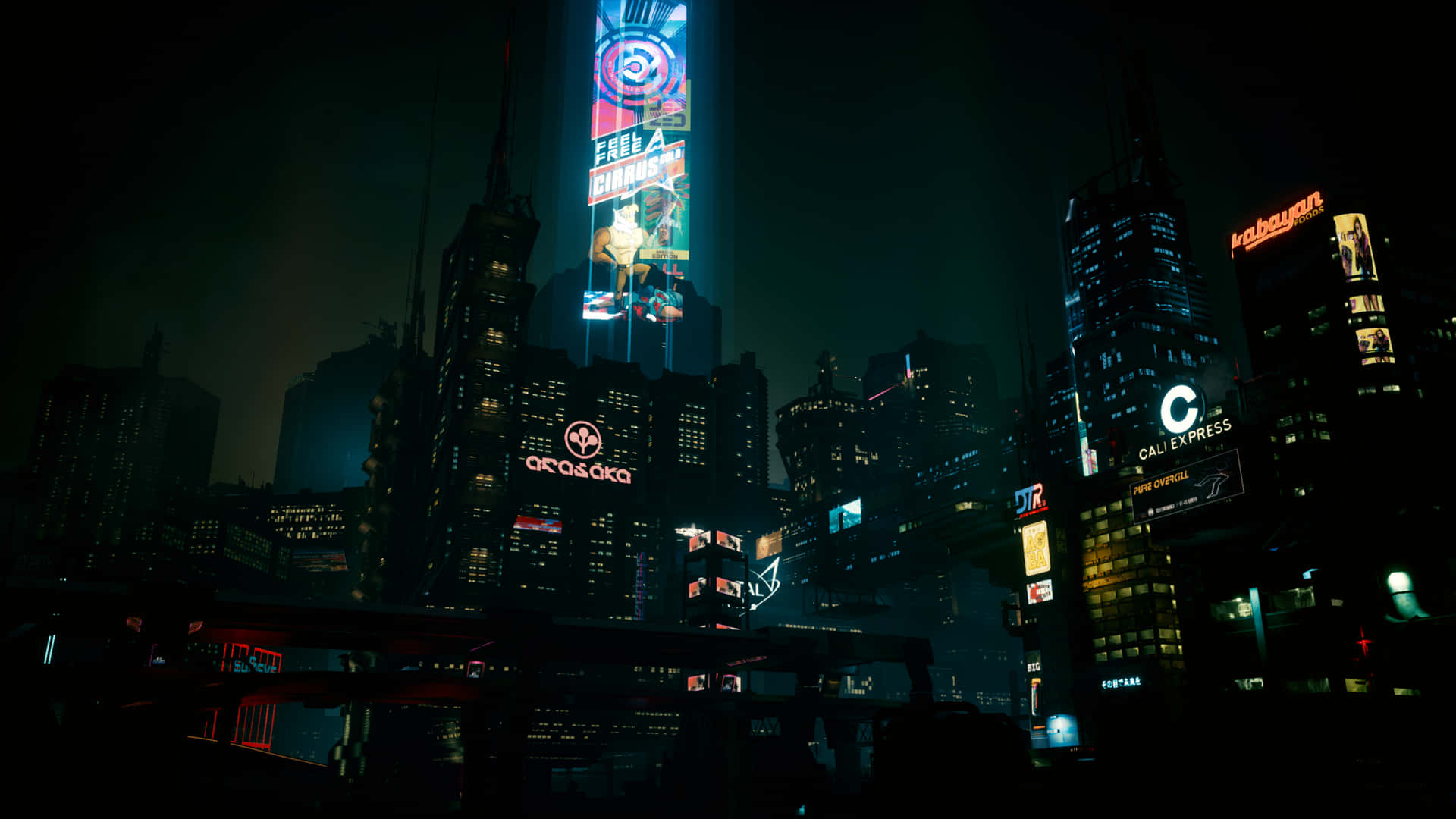 Explore The Cyberpunk Night City And All Its Futuristic Features Background