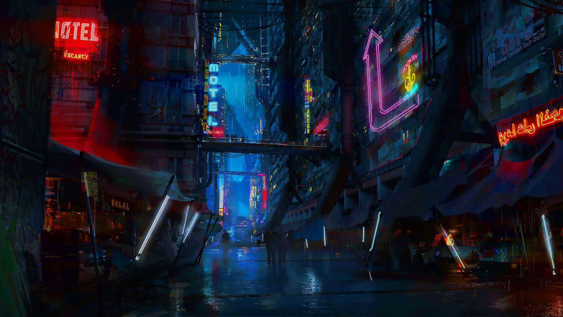 Explore The Dark, Neon Underbelly Of Night City Background