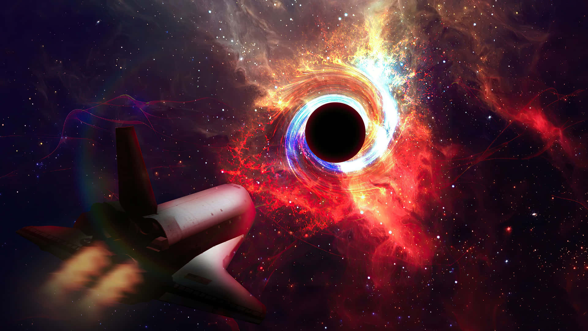 Explore The Depths Of Outer Space With A Stunning Red Backdrop Background