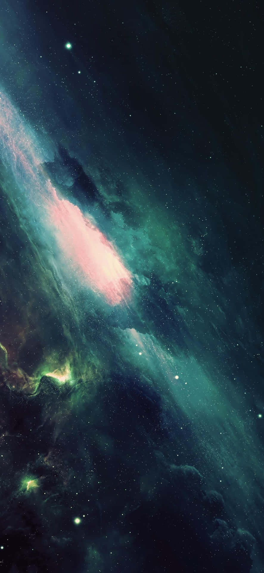 Explore The Depths Of Space With This Mysterious Green And Blue Galaxy Background