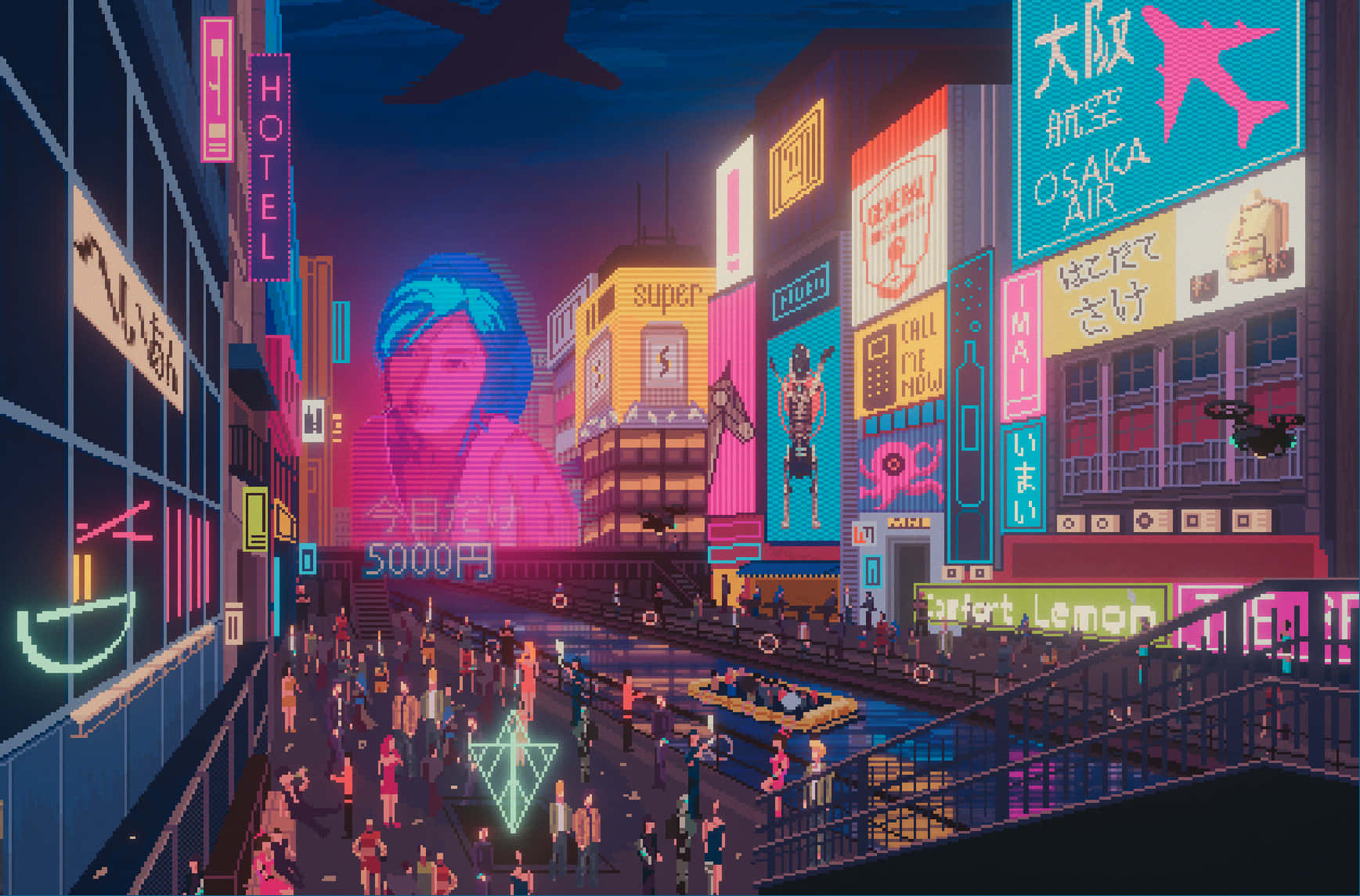 Explore The Dystopian Future With Cyberpunk Pixel Art Background