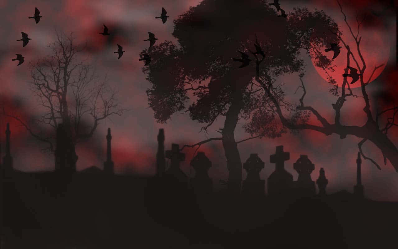 Explore The Eerie Halloween Graveyard Background