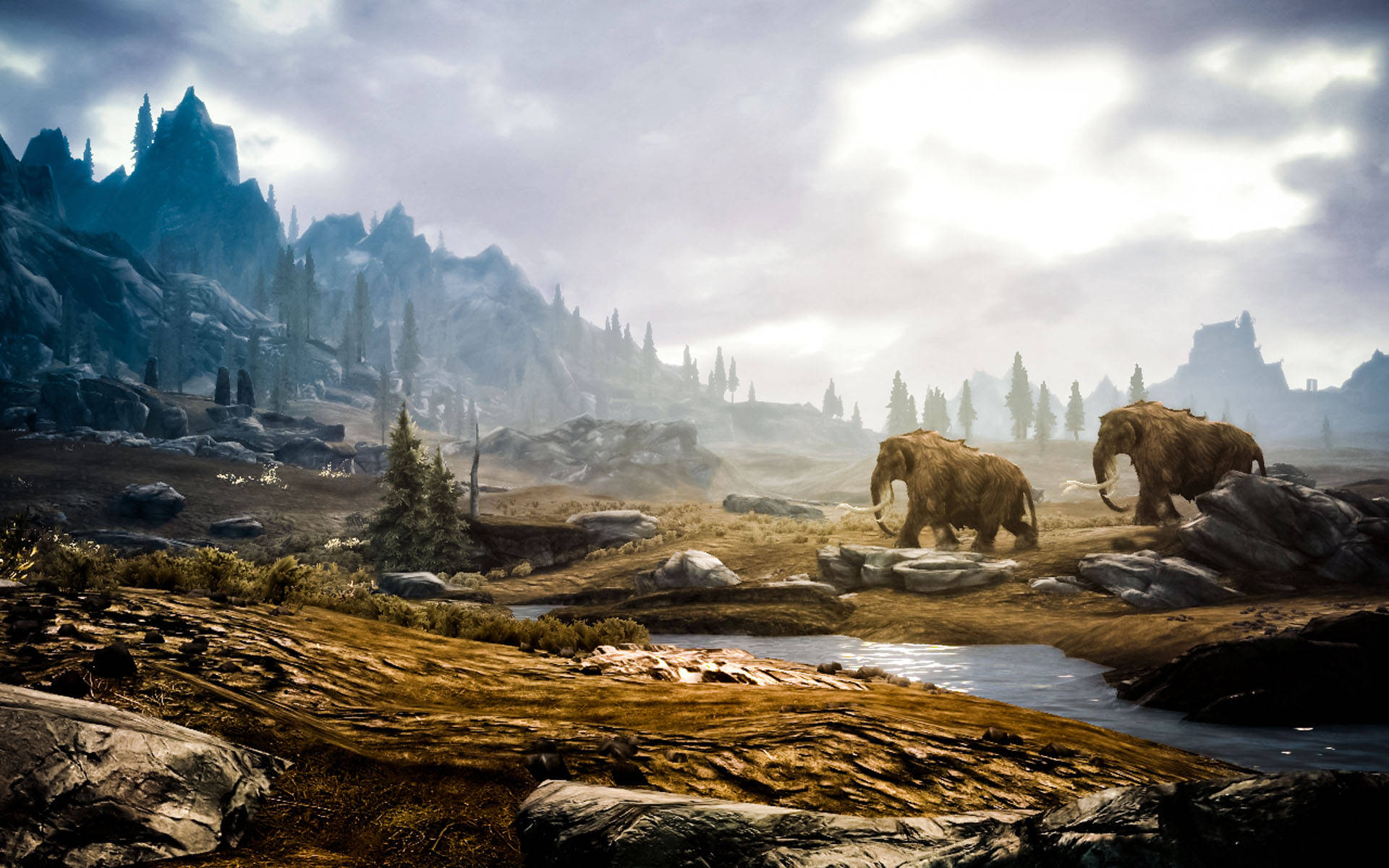 Explore The Epic Fantasy World Of Tamriel In The Classic Video Game, Skyrim Background