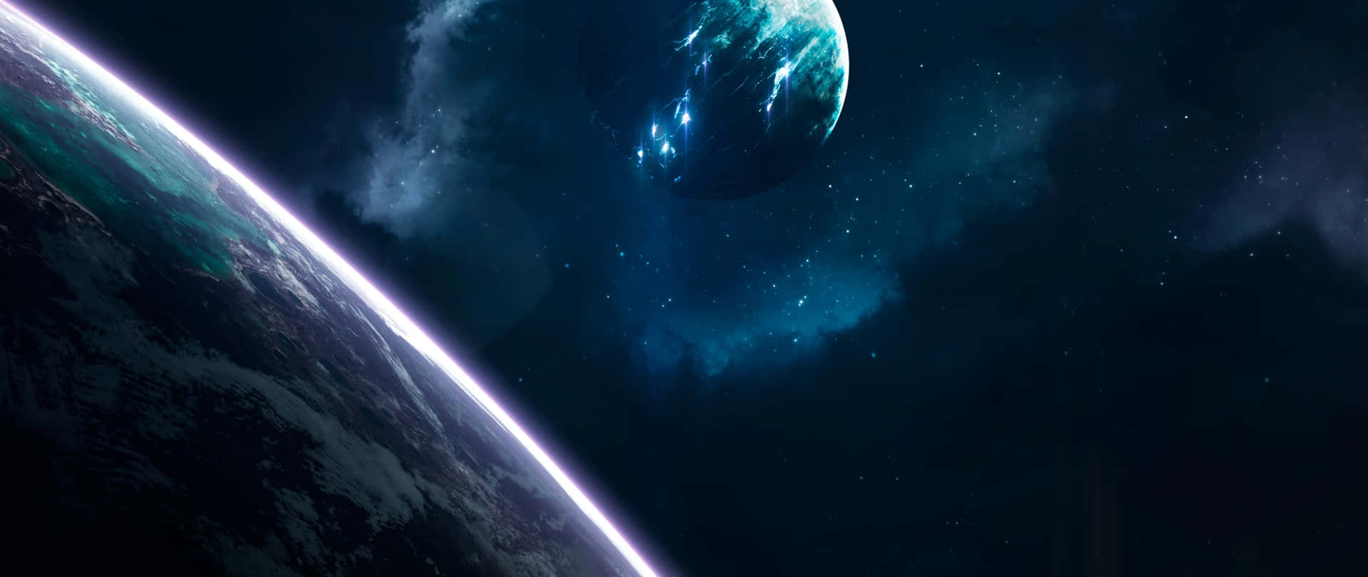 Explore The Green And Blue Cosmos Background