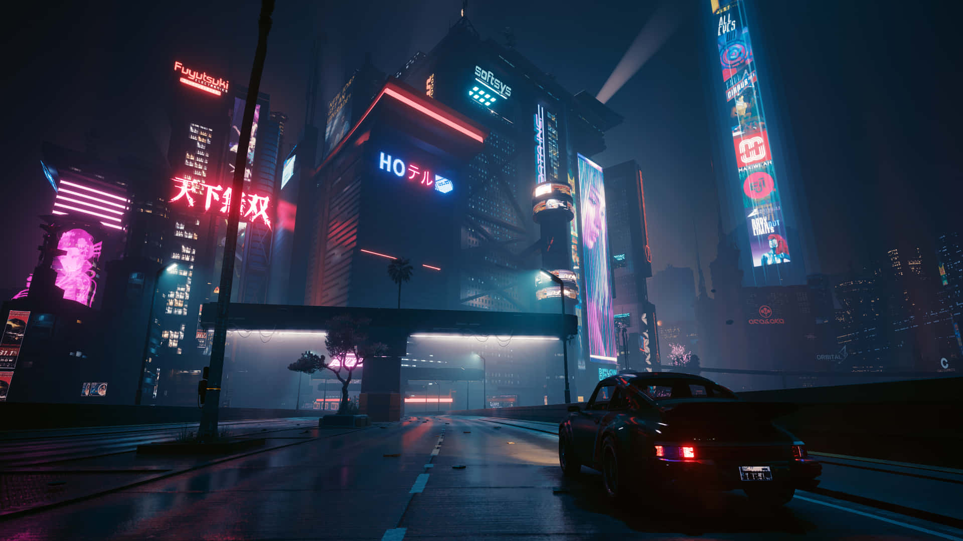 Explore The Illuminated Cyberpunk Night City Background