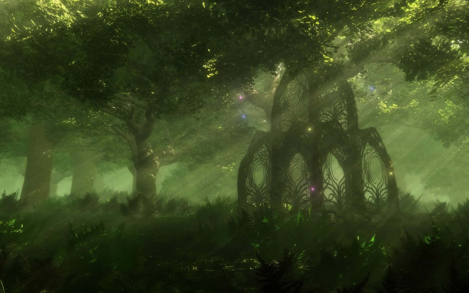 Explore The Lush Greenery Of Anime Forest Background