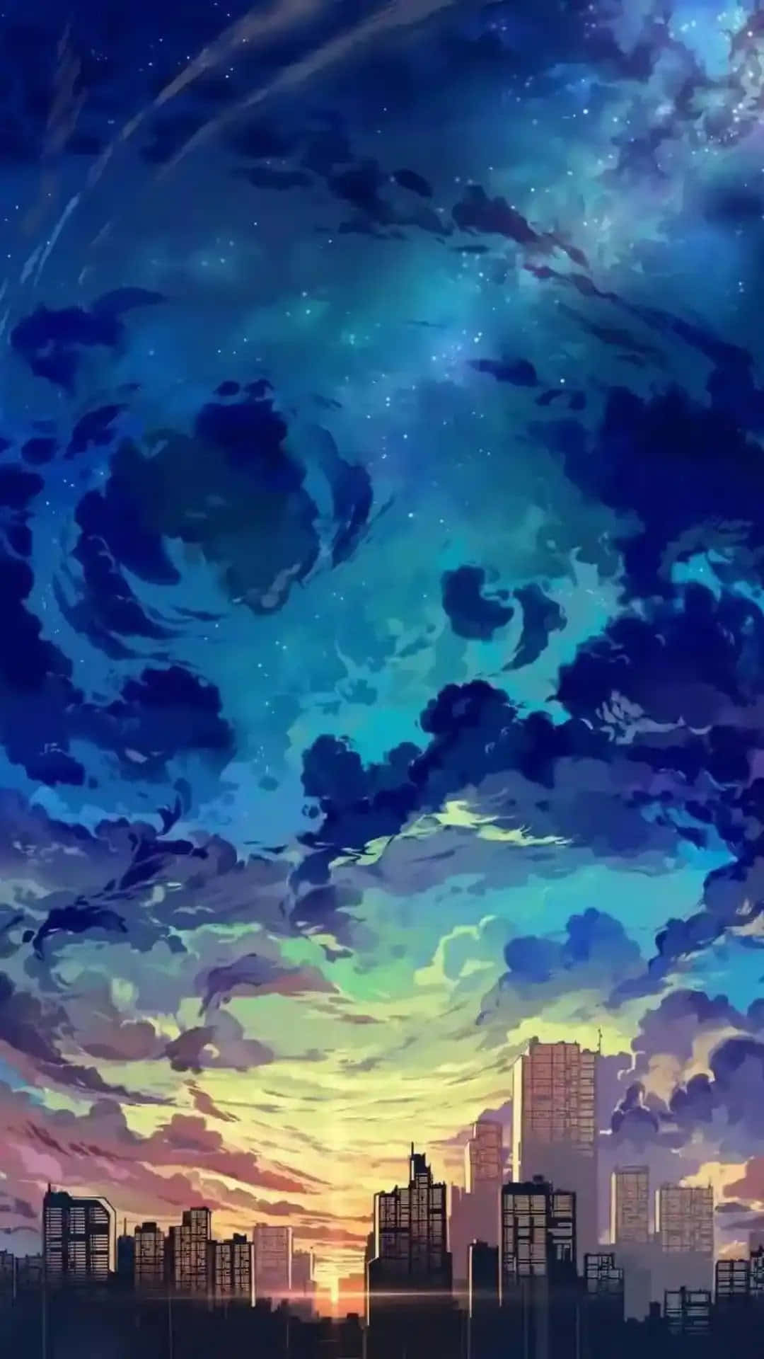 Explore The Mysteries Of A Vibrant Blue Anime World Background