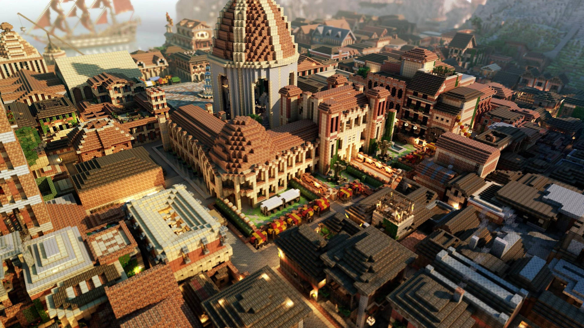 Explore The Mystical Medieval City Of Minecraft Background