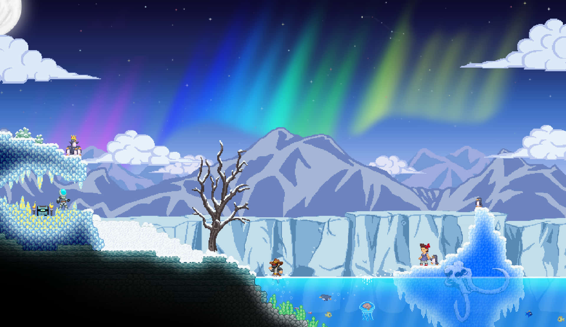 Explore The Mystical Pixel Landscape Background