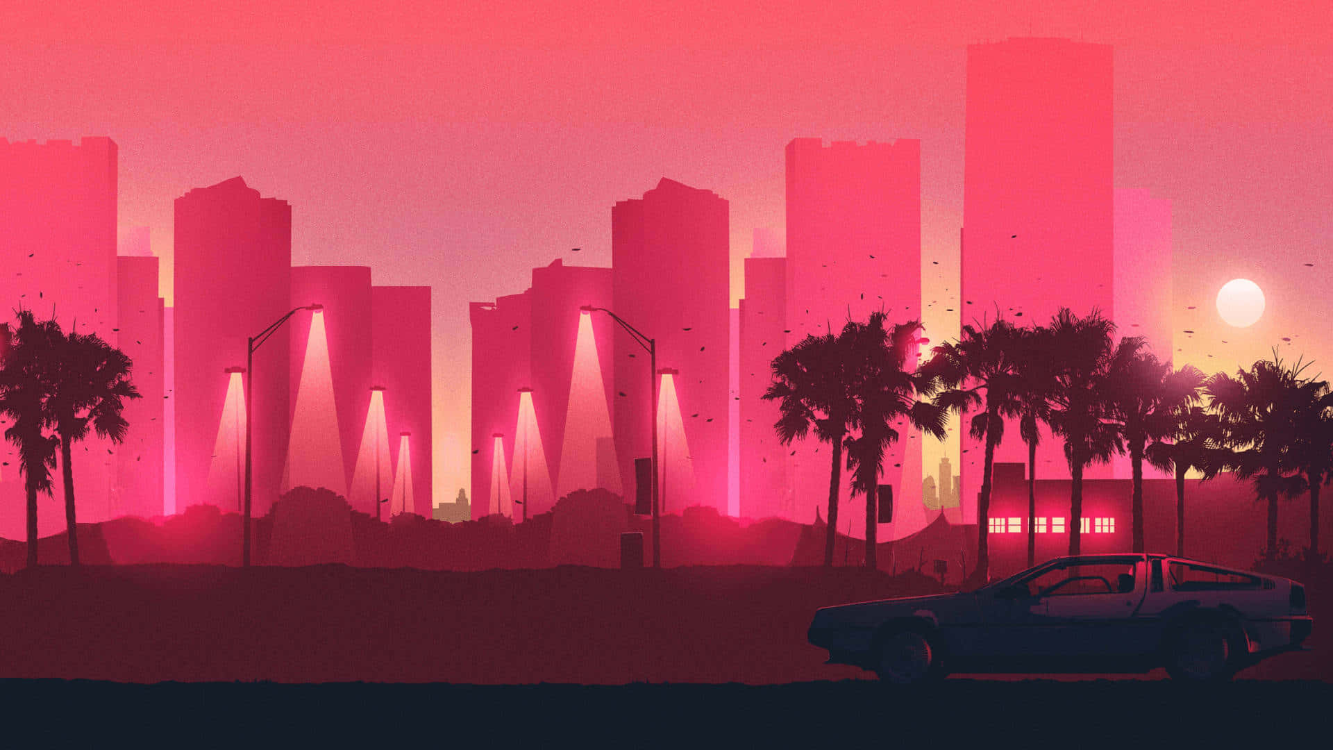 Explore The Neon Future Of Synthwave City Background