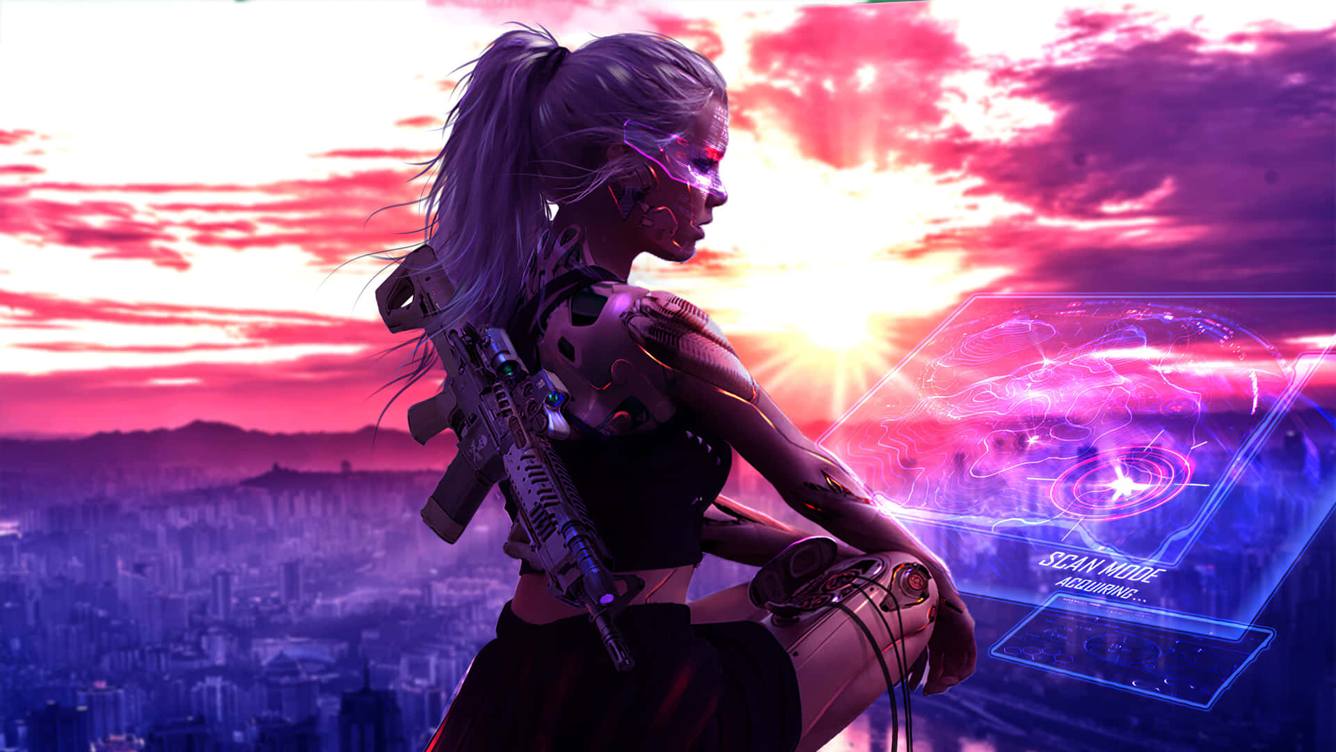 Explore The Neon-lit Cityscape Of A Cyberpunk World Lit Up By Neon-lights.