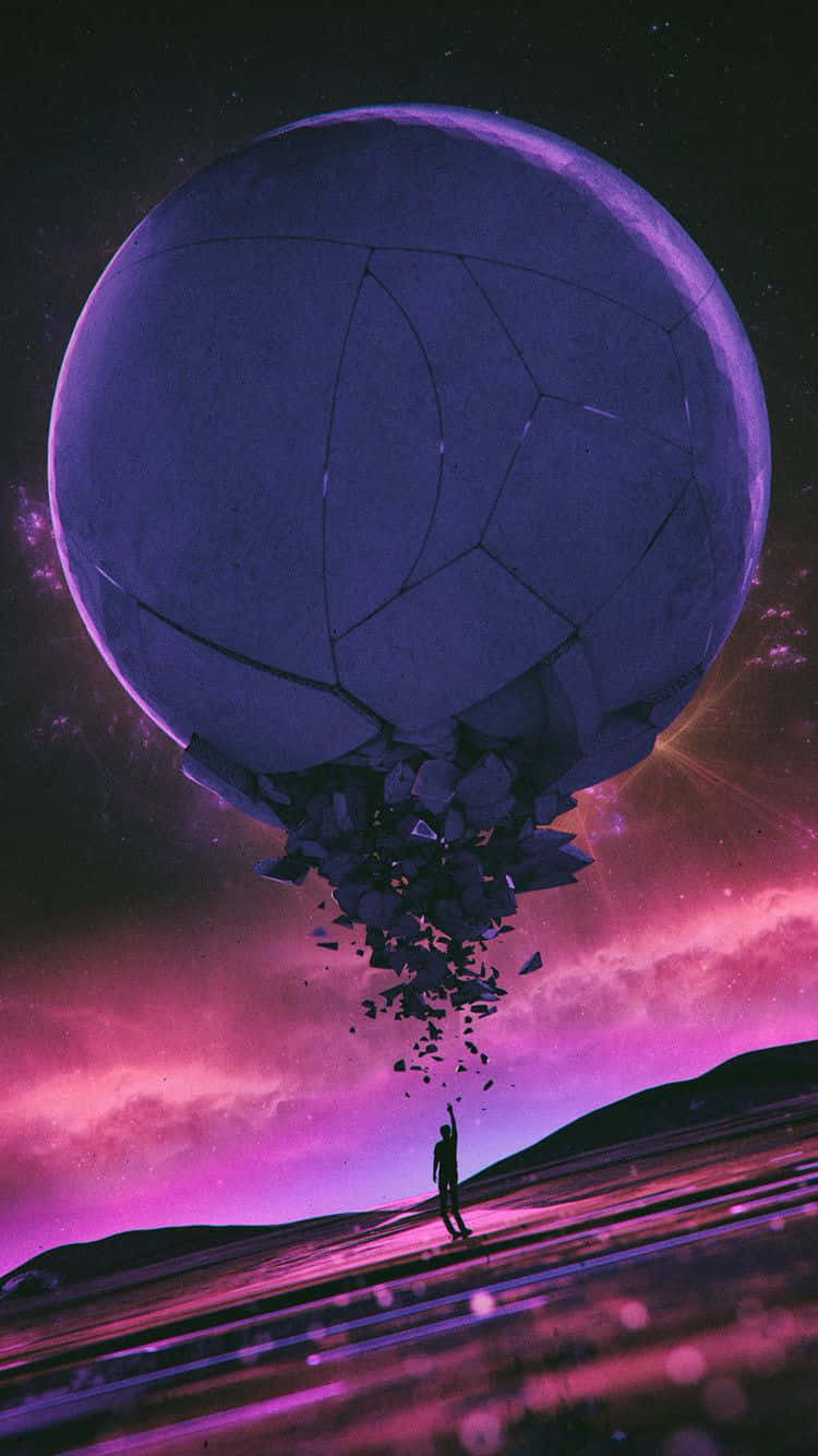 Explore The Neon Pixels Of A Distant Reality With Vaporwave Iphone Background