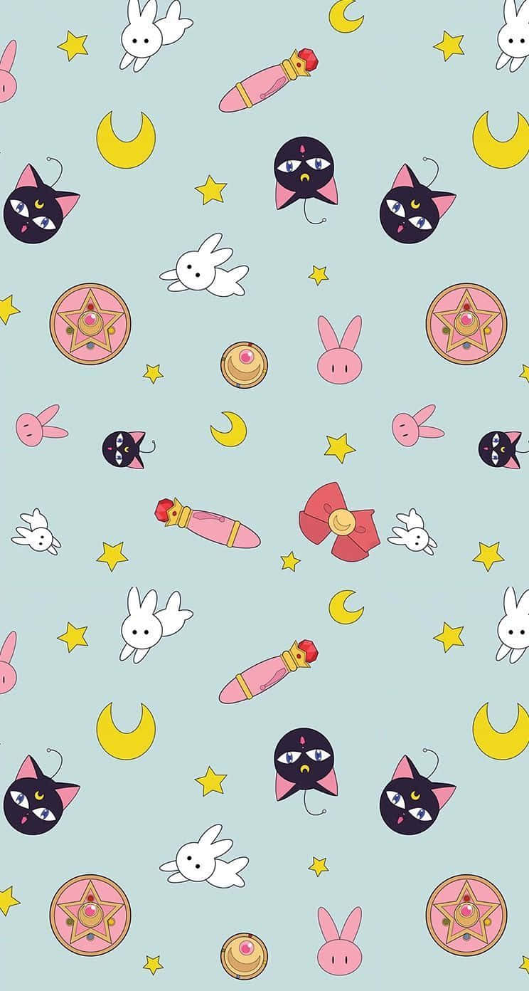 Explore The Power Of Sailor Moon Pattern With This Elegant Wallpaper. Background