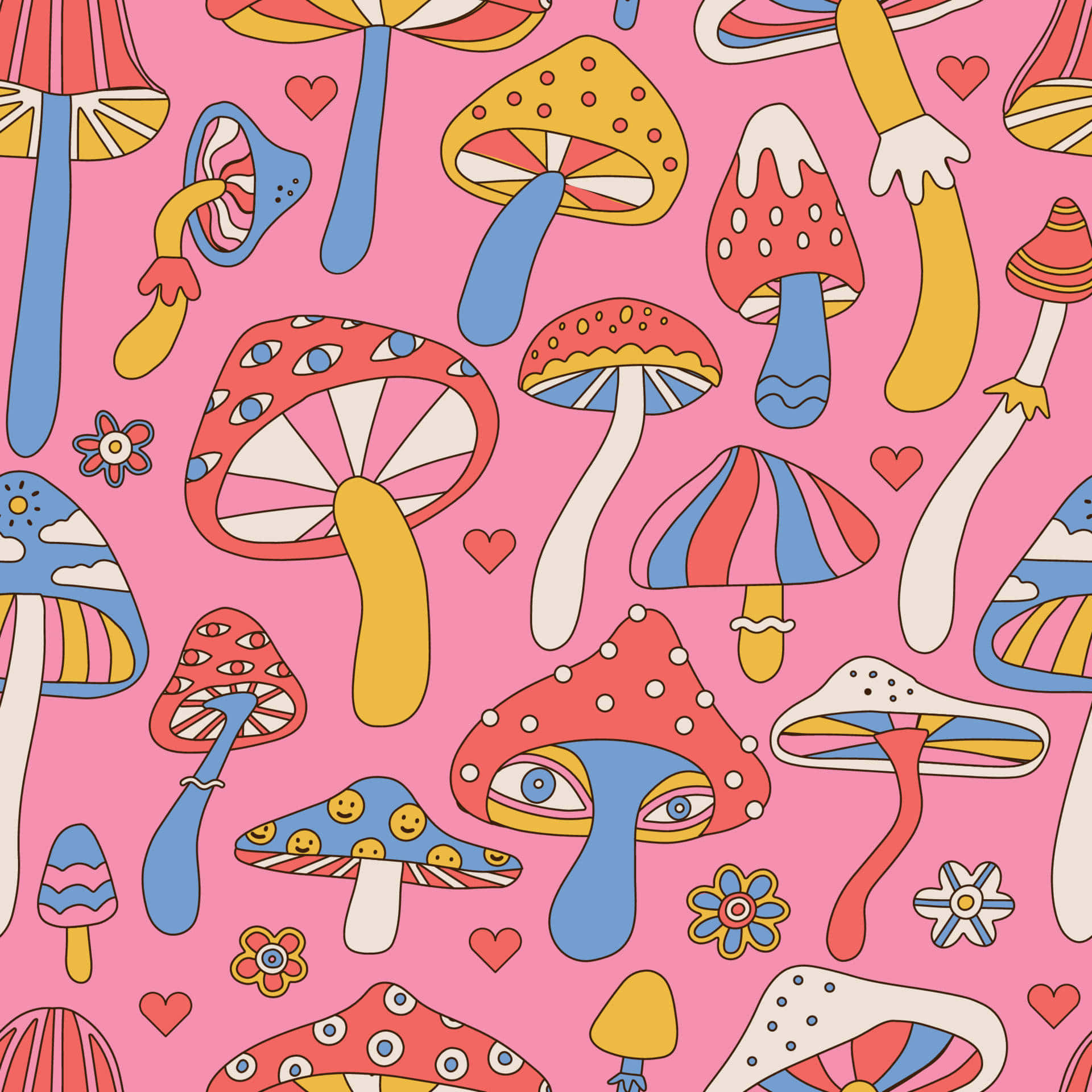 Explore The Psychedelic Hues Of Trippy Mushroom Background