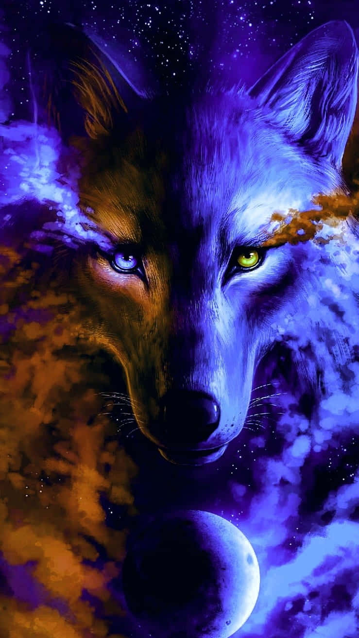 Explore The Strength Of Nature With Water & Fire Wolf Background