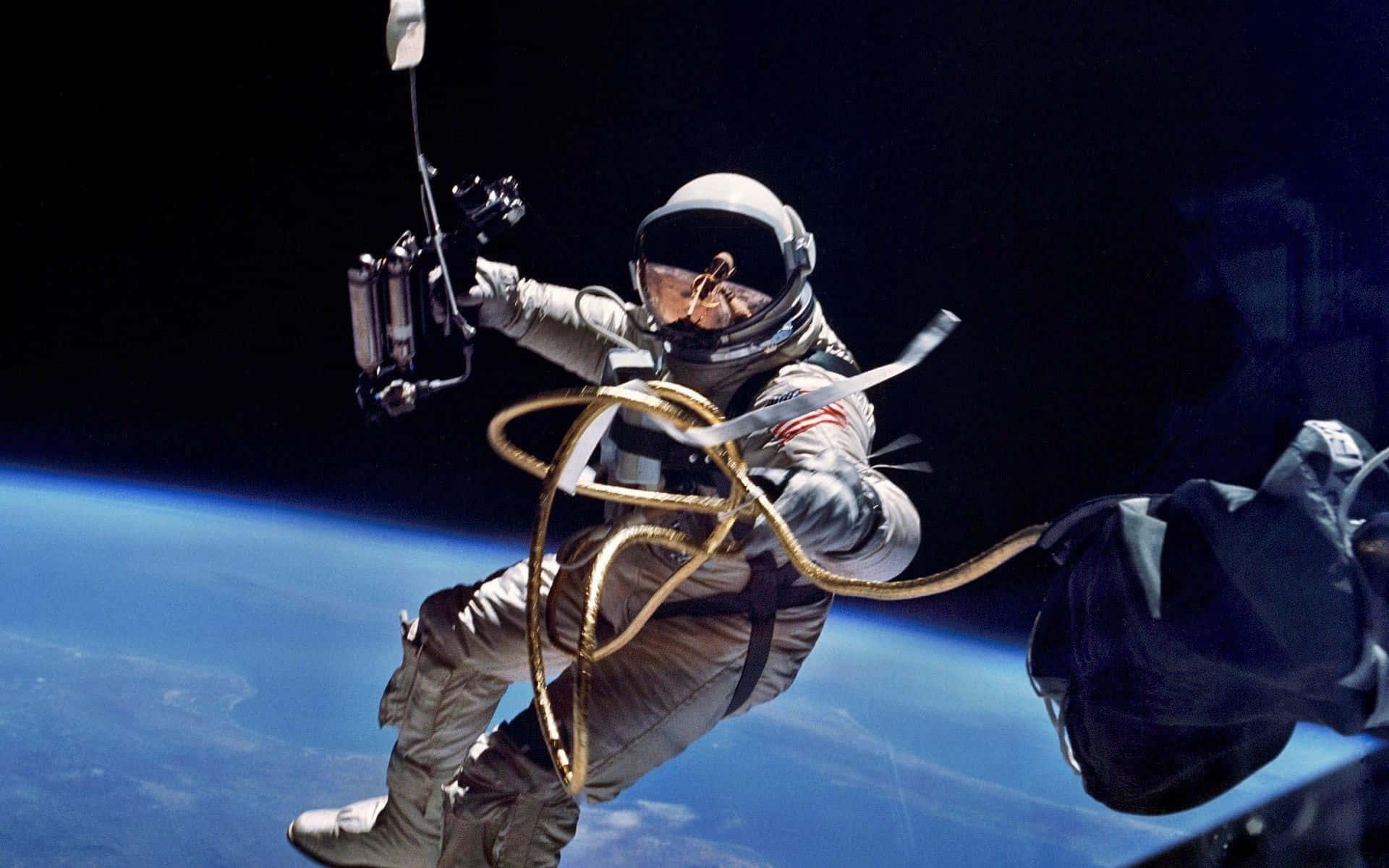 Explore The Universe With A Trippy Astronaut In Space Background