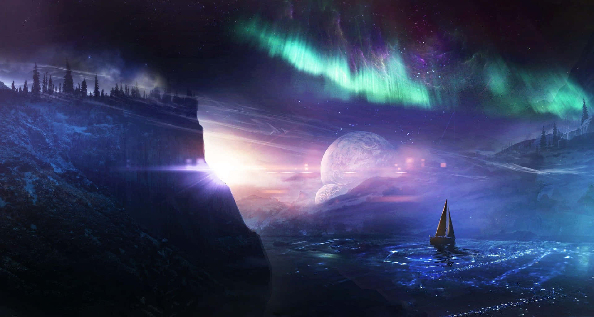 Explore The Unknown: Dolphin Spaceship Flying Through Nebula