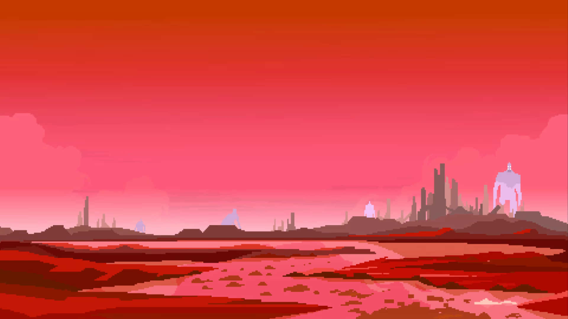 Explore The Vibrant Pixel Landscape Background