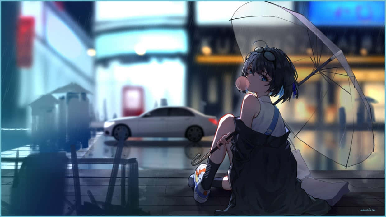 Explore The World Of Anime With Rain Background