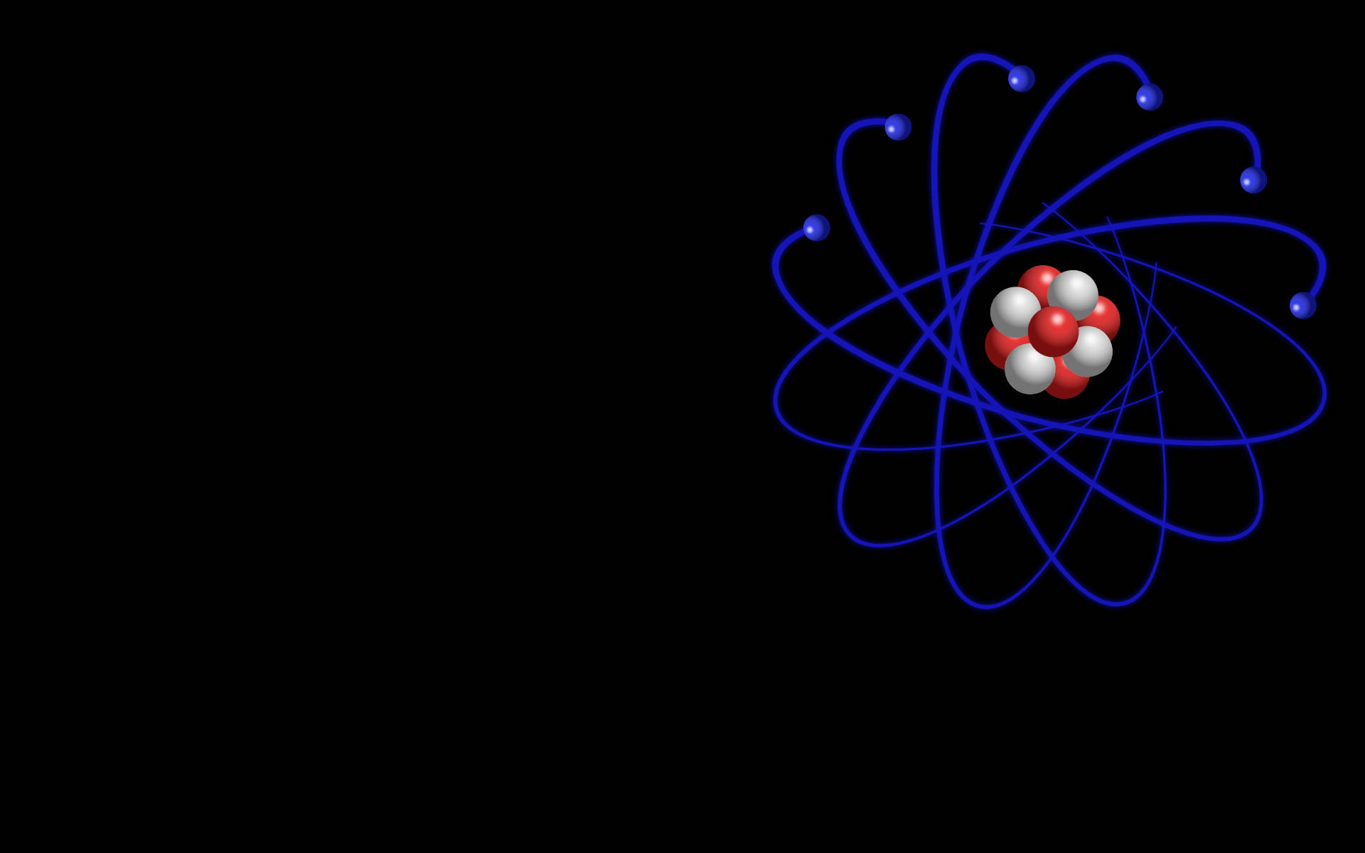 Exploring The Atom With Neon Blue Background