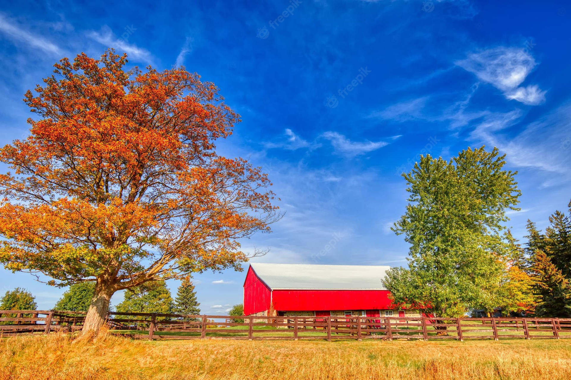 Exploring The Beauty Of A Fall Farm Background